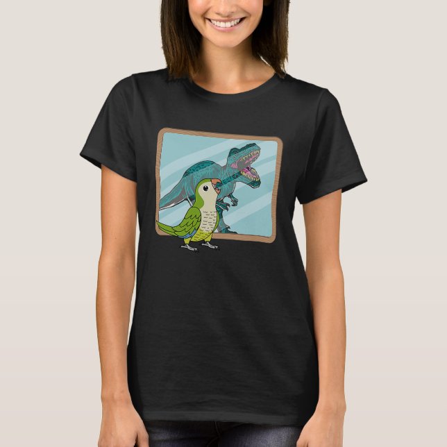 Parrot & Rex Reflection I Green Monk Parakeet Quak T-Shirt (Front)