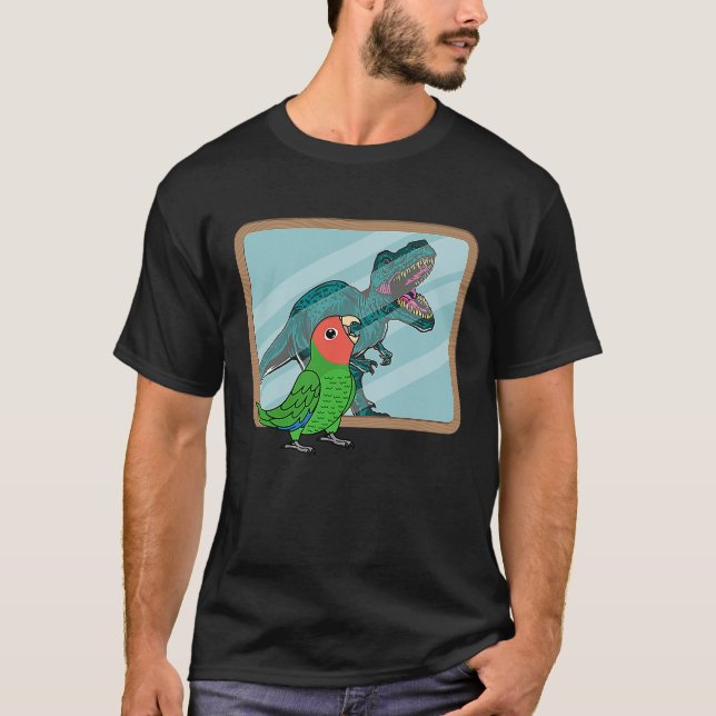 Parrot & Rex Reflection I Rosy faced Green Lovebir T-Shirt (Front)