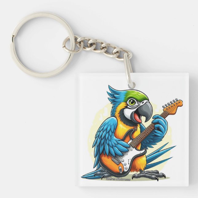 Parrot Rock Music Keychain (Front)