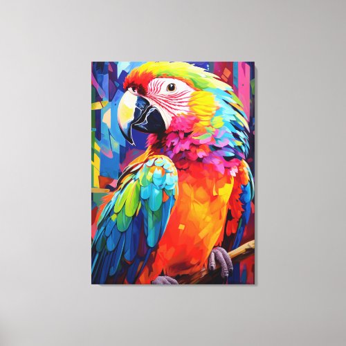 parrot sitting on a branch canvas print
