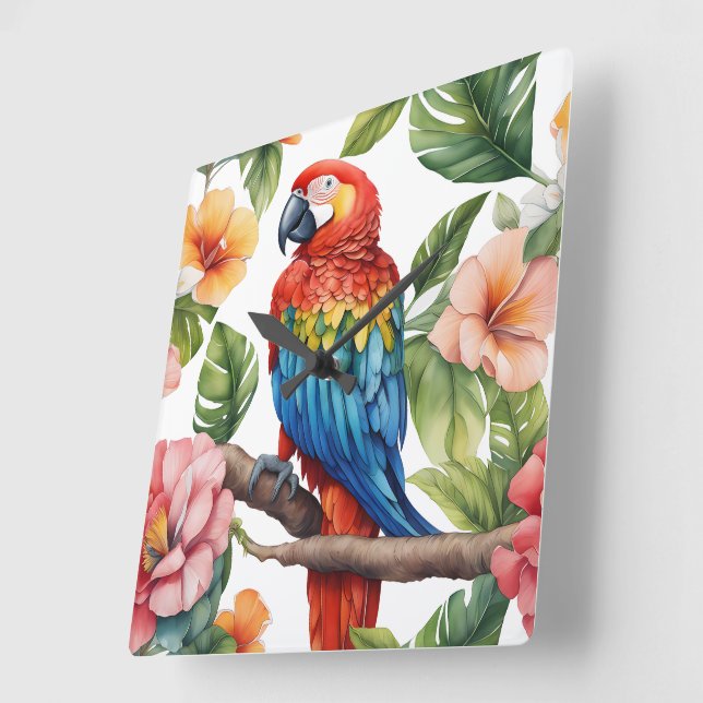Parrot  square wall clock (Angle)
