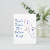 Parrot Themed Birthday Party Invite Postcards (Standing Front)