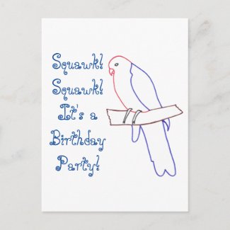 Parrot Themed Birthday Party Invite Postcards