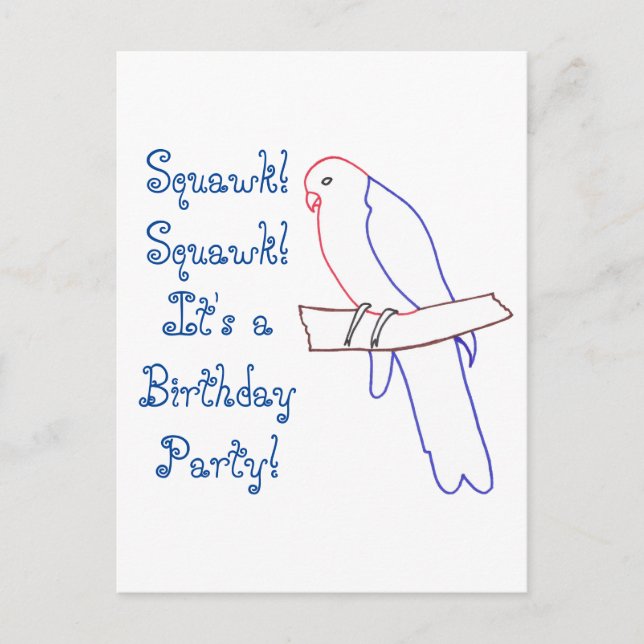 Parrot Themed Birthday Party Invite Postcards (Front)