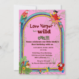 Parrot tropical floral Parrots 1st birthday Invitation