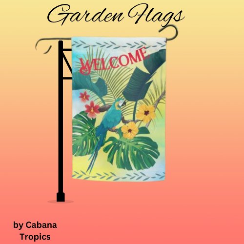 Parrot Tropical Florals Leaves Garden Flag