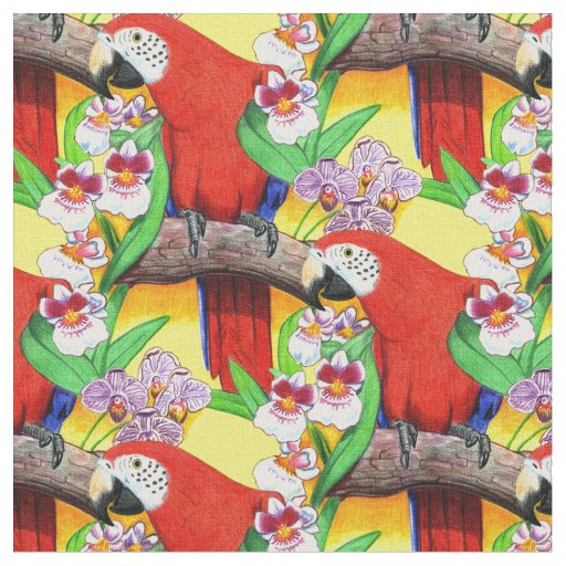 Parrot Tropical Pattern Fabric