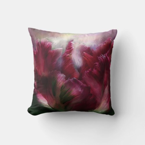 Parrot Tulip - Burgundy - Designer Art Pillow