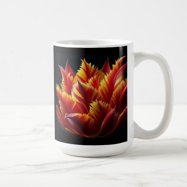 Parrot Tulip Floral Red and Yellow Coffee Mug (Right)