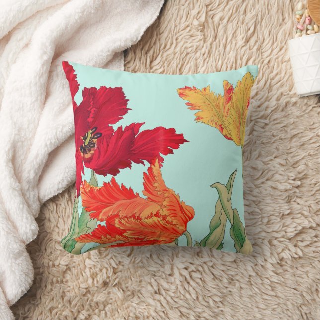 Parrot tulip, Floral  Throw Pillow (Blanket)