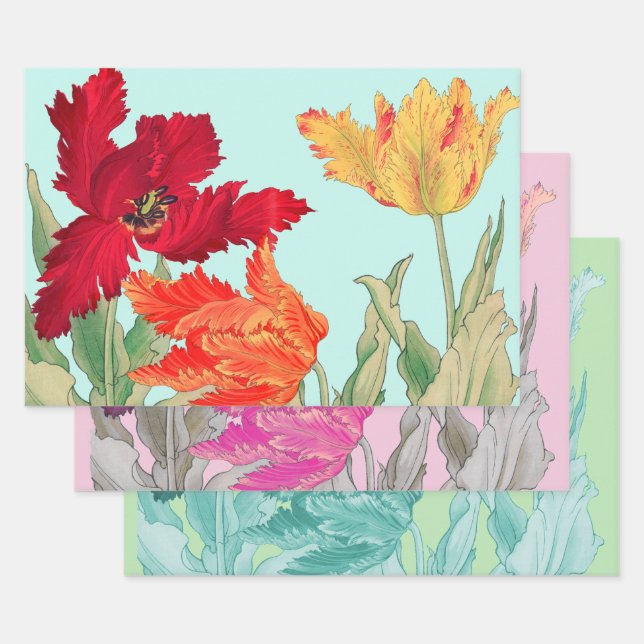 Parrot tulip, Floral Wrapping Paper Sheets (Set)