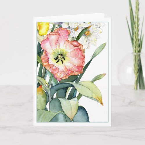 Parrot Tulip Watercolor 5x7 Folded Card