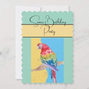 Parrot Watercolor Boys Birthday Party Invitation