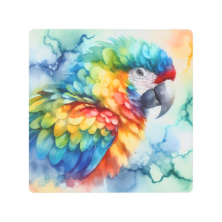 Parrot Watercolor Metal Print