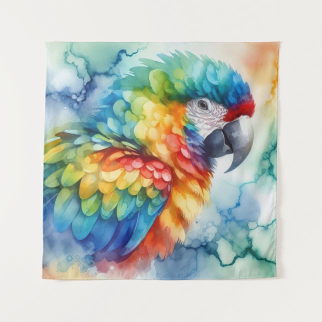 Parrot Watercolor Tapestry (Front)