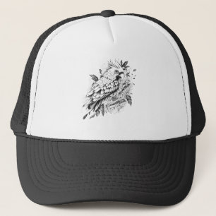 Parrot Wild Animal Nature Illustration Art Tattoo Trucker Hat