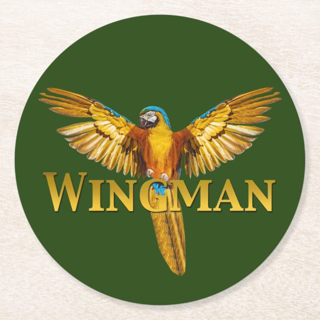 Parrot Wingman Round Paper Coaster (Front)