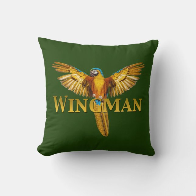 Parrot Wingman Throw Pillow (Front)