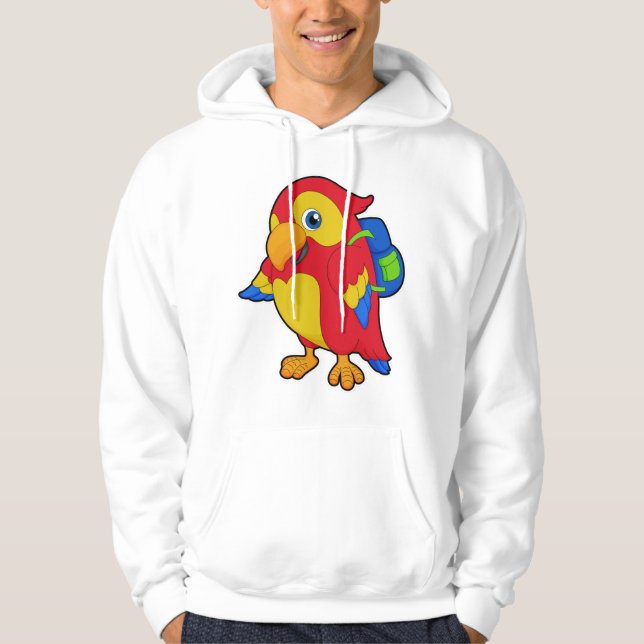 Parrot with Backpack Hoodie (Front)