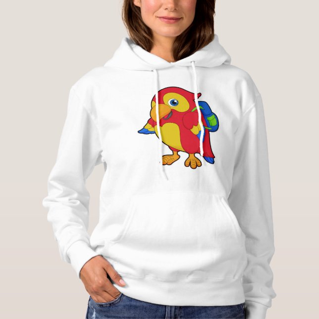 Parrot with Backpack Hoodie (Front)