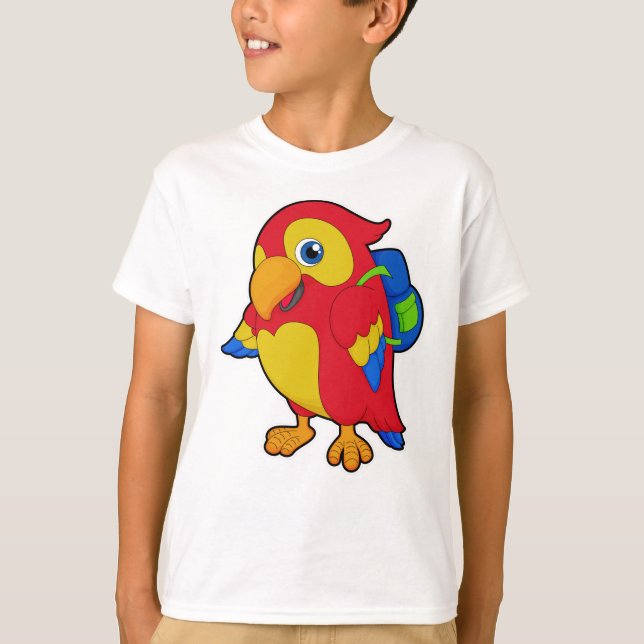 Parrot with Backpack T-Shirt (Front)