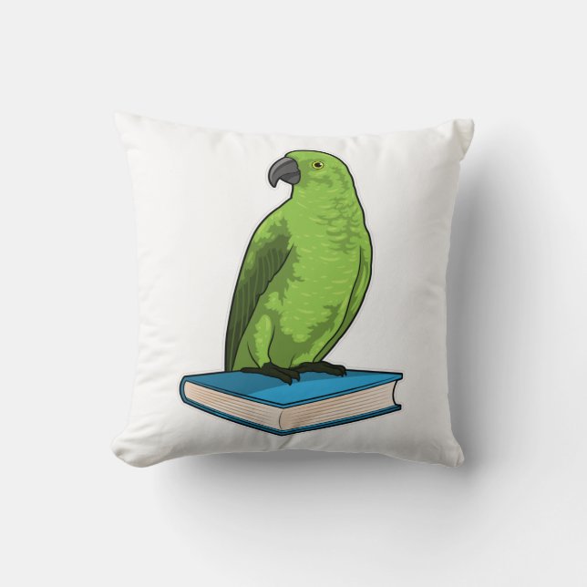 Parrot with Book Throw Pillow (Front)