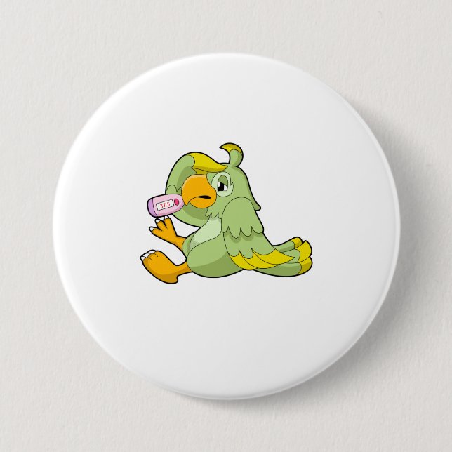 Parrot with Clinical thermometer Button (Front)