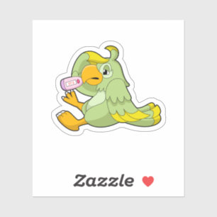 Parrot with Clinical thermometer Sticker