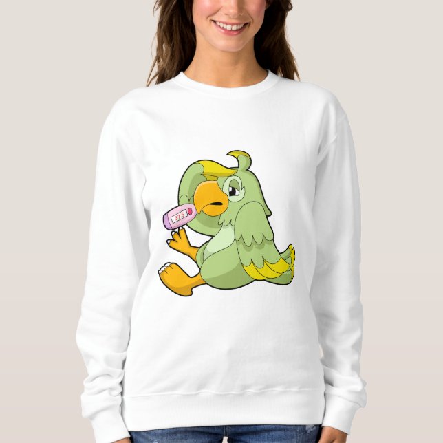 Parrot with Clinical thermometer Sweatshirt (Front)