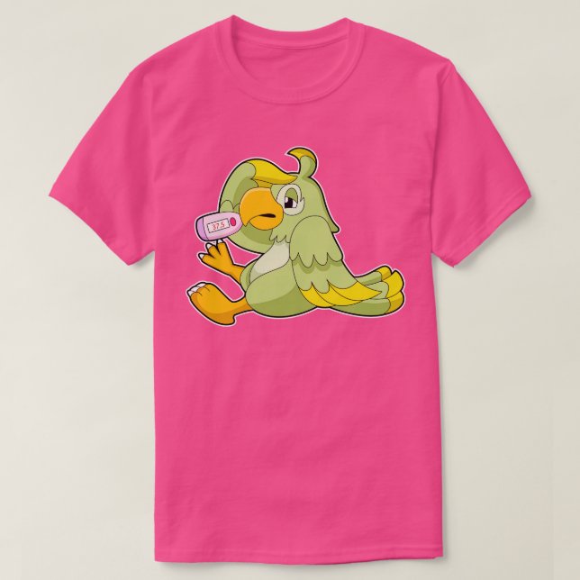 Parrot with Clinical thermometer T-Shirt (Design Front)