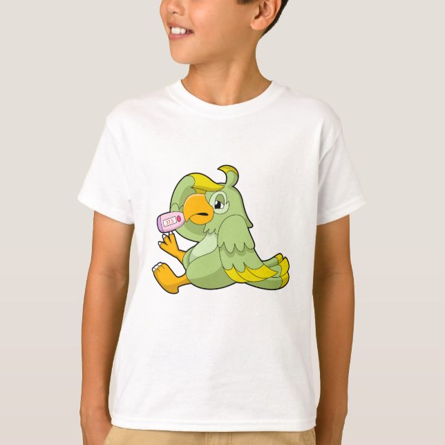 Parrot with Clinical thermometer T-Shirt (Front)