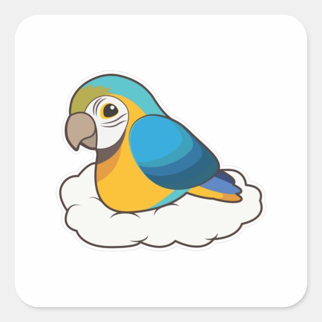Parrot with Cloud Square Sticker (Front)