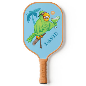 Parrot With Cocktail Personalized Pickleball Paddle