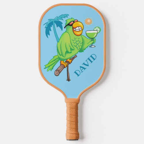 Parrot With Cocktail Personalized Pickleball Paddle