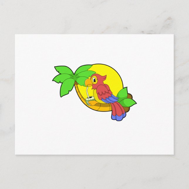 Parrot with Coconut Postcard (Front)