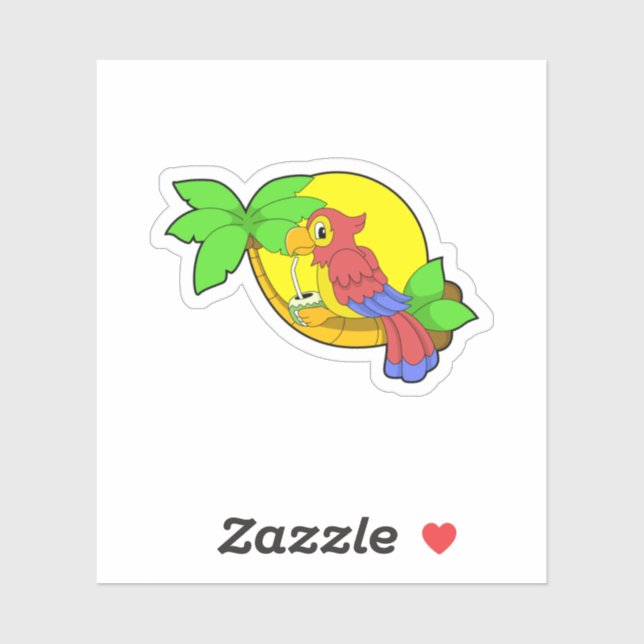 Parrot with Coconut Sticker (Sheet)