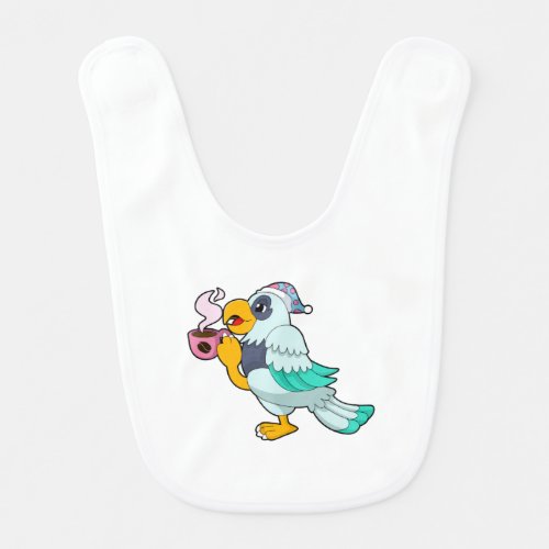 Parrot with Cup of Coffee Baby Bib