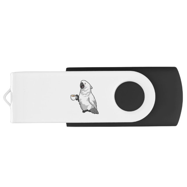 Parrot with Cup of Coffee Flash Drive (Back)