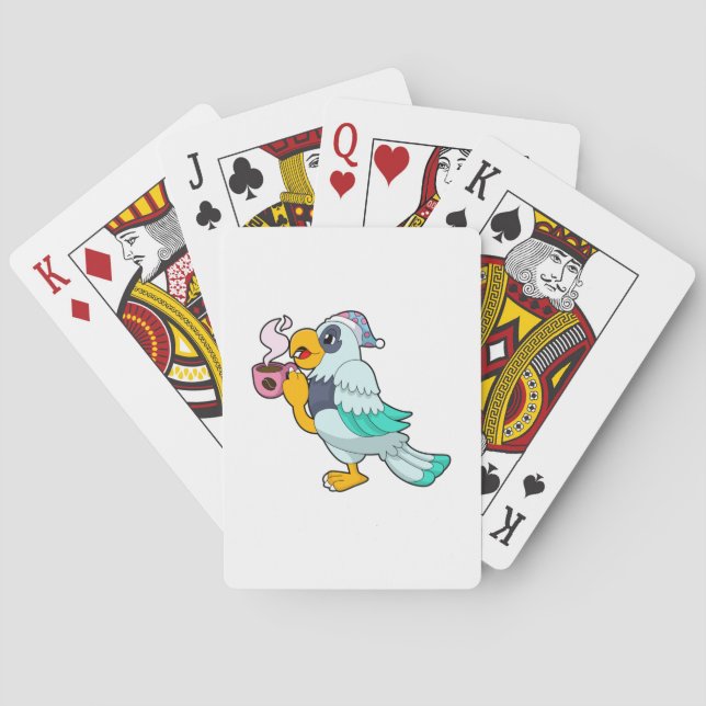Parrot with Cup of Coffee Poker Cards (Back)