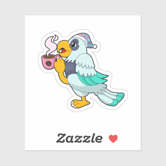 Parrot with Cup of Coffee Sticker (Sheet)