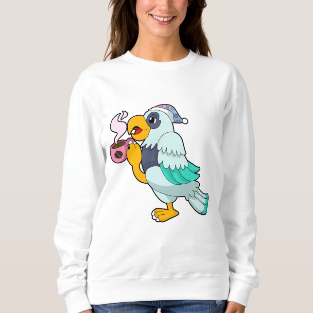 Parrot with Cup of Coffee Sweatshirt (Front)