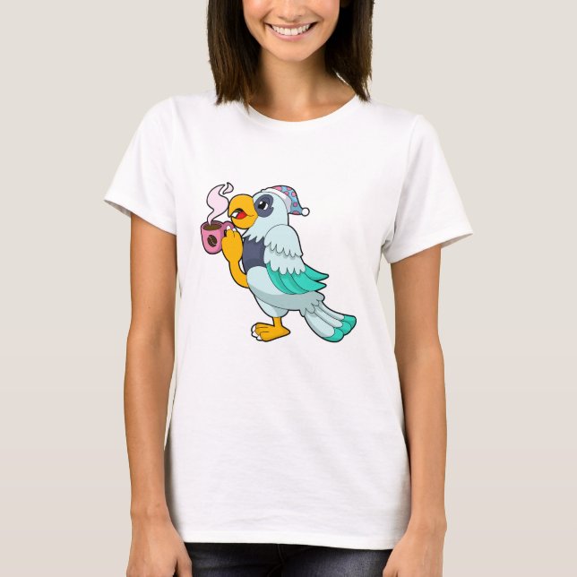 Parrot with Cup of Coffee T-Shirt (Front)