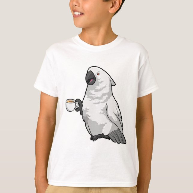 Parrot with Cup of Coffee T-Shirt (Front)