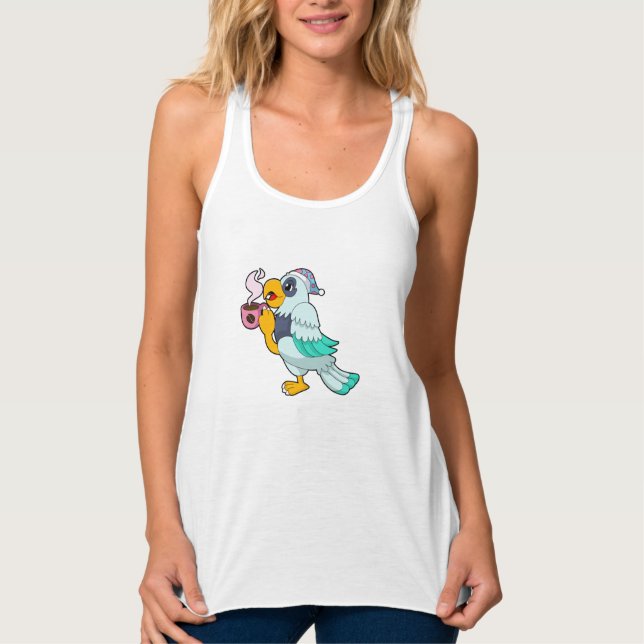 Parrot with Cup of Coffee Tank Top (Front)