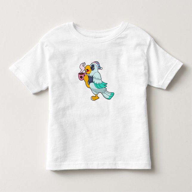 Parrot with Cup of Coffee Toddler T-shirt (Front)