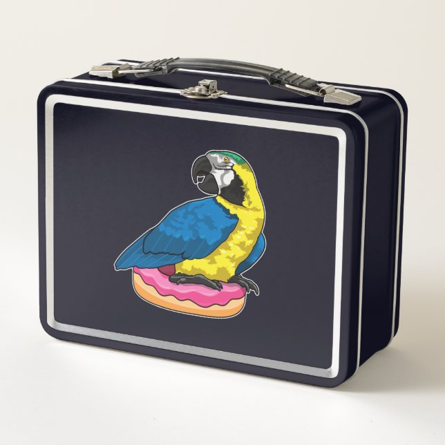 Parrot with Donut Metal Lunch Box (Front)
