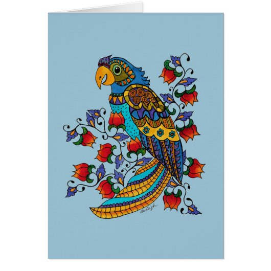Parrot with Flowers Cards (Front)