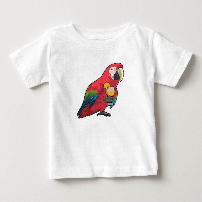 Parrot with Glass of Orange juice Baby T-Shirt (Front)