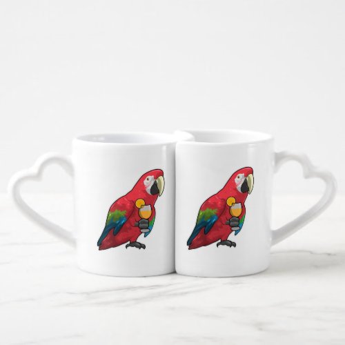Parrot with Glass of Orange juice Coffee Mug Set