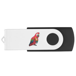 Parrot with Glass of Orange juice Flash Drive